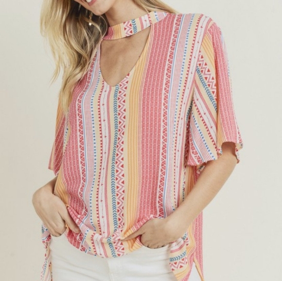 MultiColor Keyhole Cutout Top - Picture 1 of 2